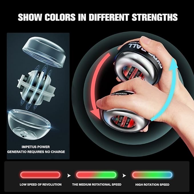 Wrist Trainer Ball Auto-Start Wrist Strengthener Gyroscopic Forearm