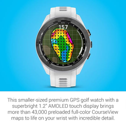 Garmin Approach S70 Golf Smartwatch | AMOLED Display | Shot Execution/Putt Alignment | Golfing System with Approach CT10 Starter Kit, Club Tracking System (3 Sensors) and Signature Stand Power Bundle