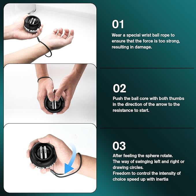 Wrist Trainer Ball Auto-Start Wrist Strengthener Gyroscopic Forearm