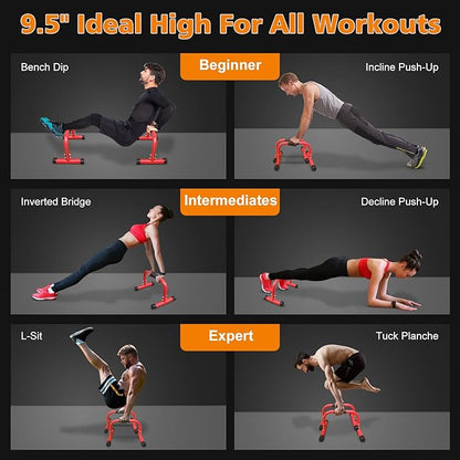 MIUDGIG Adjustable Height Parallel Push Up Stand, Dip Stand Station for Strength Training, Heavy Duty Steel Parallel Bar Station, Home Gym Fitness Workout Dip bar Station,Tricep Dips,Pull-Ups,Push-Ups