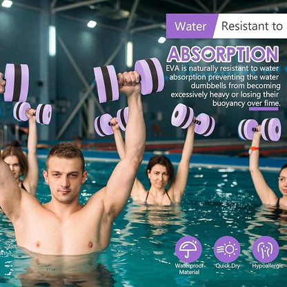 Aquatic Exercise Dumbbells, 2PCS Aqua Fitness Barbells, EVA-Foam Water Rings Dumbbell Set, Pool Weights Dumbbells Set for Water Aerobics Weight Loss, Pool Fitness, Water Exercise