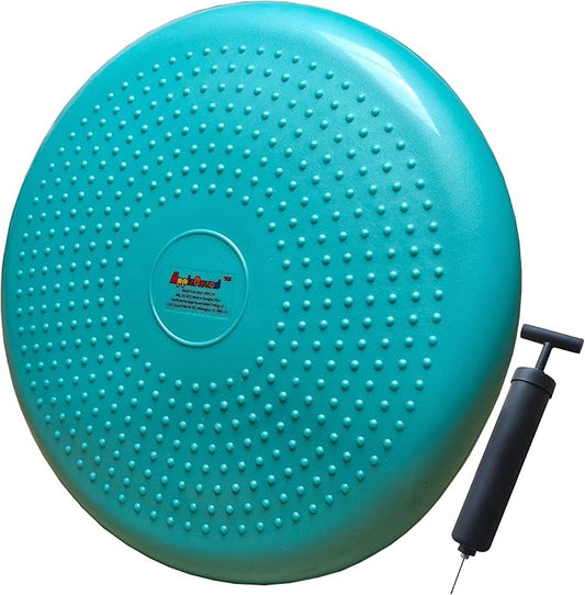 AppleRound Inflated Wobble Cushion with Hand Pump, Air Stability Board (Extra Thick), Core Balance Disc for Adults, Sensory Wiggle Seat for Kids, Flexible Seating for All Age, 13.5in / 34cm Diameter