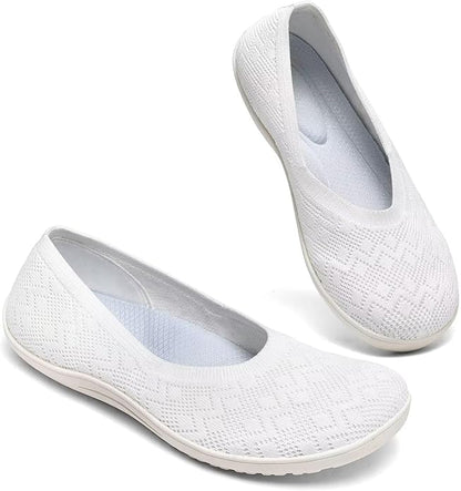 Women's Wide Toe Box Flats Shoes Knit Ballet Flat Slip-on Dress Walking Comfort Shoes