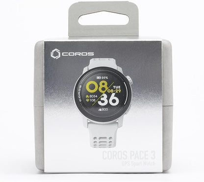 COROS PACE 3 GPS Sport Watch–Lightweight, Comfortable Running Watch, 17-Day Battery Life, Accurate GPS, Heart Rate Monitor, Navigation, Sleep Tracking, Training Plan, Run, Bike, and Ski-White Silicone