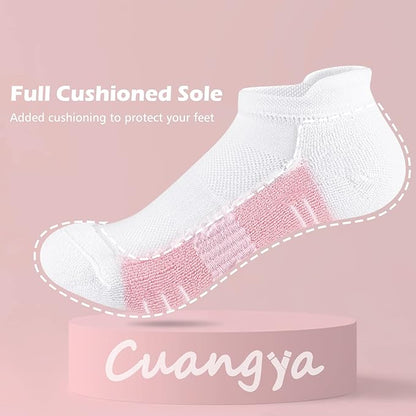 Ankle Socks Women Athletic No Show Socks Running Comfort Cushioned 5-Pairs
