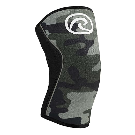Rehband 7mm knee sleeve Power Max, knee support neoprene for bodybuilding, powerlifting, crossfit & heavy lifting, Colour:Camo, Size:XS