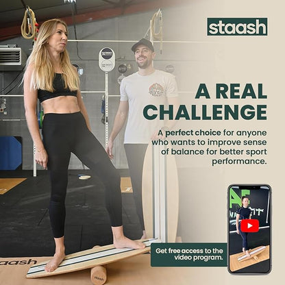 STAASH® Balance Board – Starter (Board + Roller) or Full Kit (w/Mat, Ball & Disc) – Core Balance Trainer for Fitness, Rehab, Surf – Free Coaching Videos