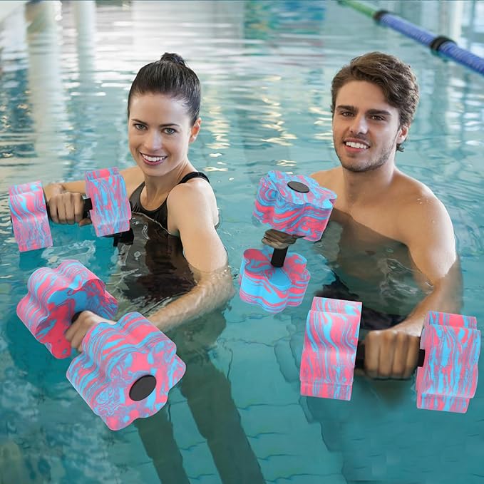 Aquatic Exercise Dumbbells, 2PCS Aqua Fitness Barbells, Flowers High-Density EVA-Foam Water Workouts, Pool Weights Dumbbells Set for Water Exercise, Aerobics Weight Loss, Pool Fitness