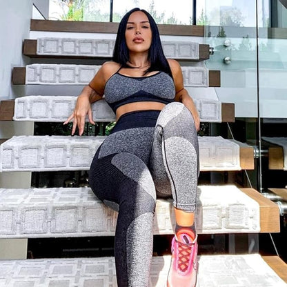 OLCHEE Women’s Workout Sets 2 Piece - Seamless Yoga Leggings and Cross-Strap Sports Bra Gym Outfits Activewear Matching Set