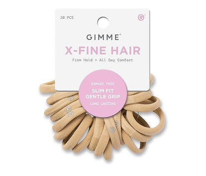 Gimme Beauty X-Fine Hair Bands - Slim-Fit Elastic Ties for Extra Fine Hair - No-Dent, Gentle-Grip Ponytail Holders for All-Day Comfort - 20 Pack, Blonde
