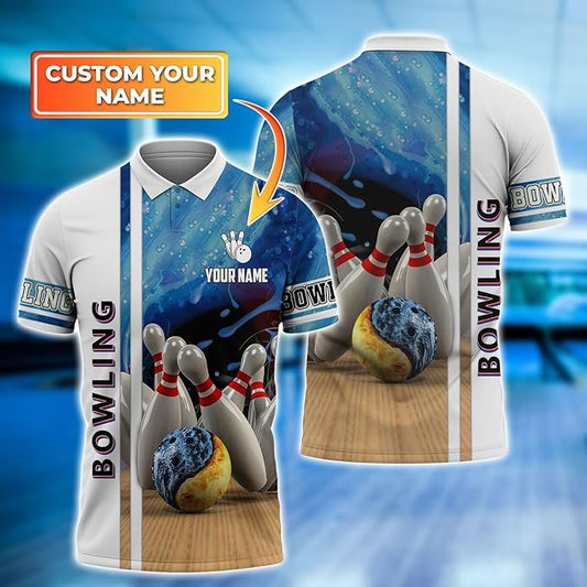 Personalized 3D Bowling Polo Shirts, Custom Name, Team Name Shirt, Bowling Shirts for Men Women, Birthday, Christmas