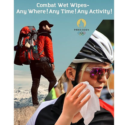 Combat Wipes ACTIVE Outdoor Wet Wipes - Extra E(4 packs, 25 wipes