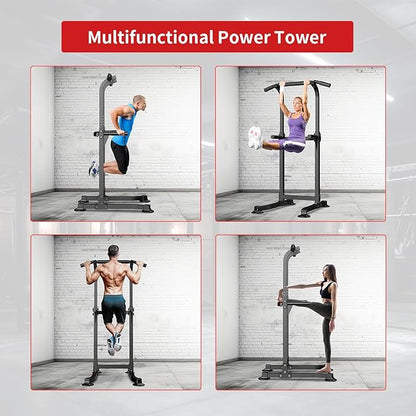 Wesfital Pull Up Bar Dip Bar Power Tower Workout Dip Station Height Adjustable Free Standing Chin Up Bar Home Gym Equipment 330LBS Weight Capacity