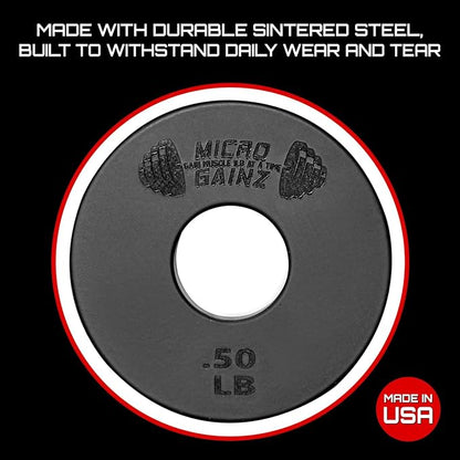 Micro Gainz Standard 1-Inch Center Hole Weight Plates, Set of 2 Black Fractional Plates Choose Set (.25LB-1.25LB), Designed for Standard 1-inch Barbells & Dumbbells, Made In USA