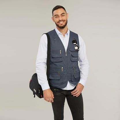 Men's Utility Work Hunting Travel Fishing Multi-Pockets Outdoor Vests