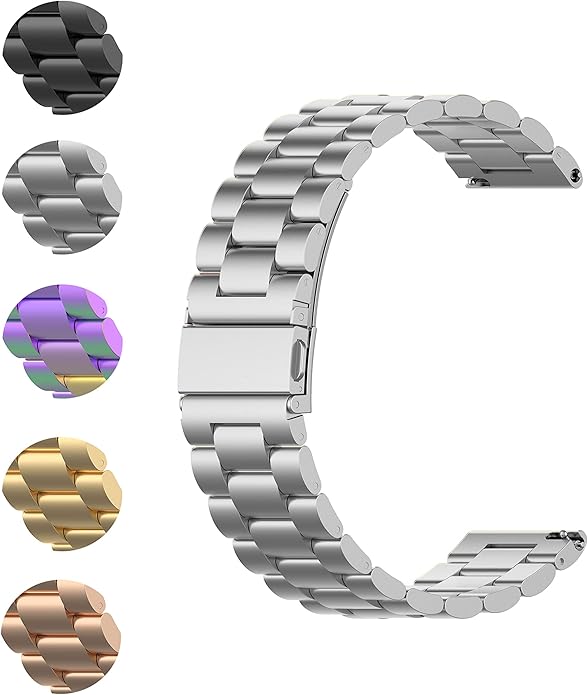 FitTurn Bands Compatible with Letscom, Letsfit, Lintelek, Yamay SmartWatch -Replacement Classic Stainless Steel Metal WatchBand for ID205L, ID205U,ID215G, ID205, ID216, ID205S, SW021