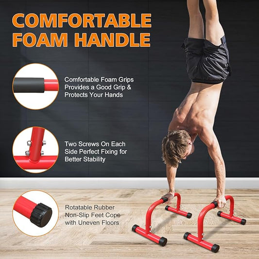 MIUDGIG Adjustable Height Parallel Push Up Stand, Dip Stand Station for Strength Training, Heavy Duty Steel Parallel Bar Station, Home Gym Fitness Workout Dip bar Station,Tricep Dips,Pull-Ups,Push-Ups