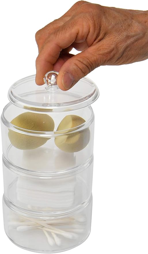Home-X Cotton Ball and Swabs Holder 3-Level Apothecary