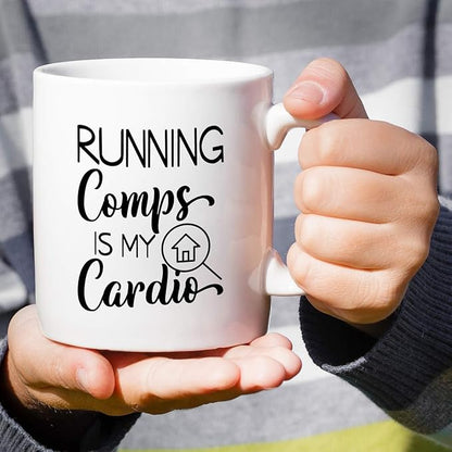 Retreez Funny Mug - Running Comps is My Cardio Realtor Real Estate Agent 11 Oz Ceramic Coffee Mugs - Funny, Sarcasm, Motivational, Inspirational birthday gifts for friends, coworkers, siblings dad mom