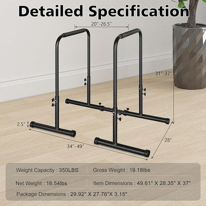 MIUDGIG Adjustable Height Parallel Push Up Stand, Dip Stand Station for Strength Training, Heavy Duty Steel Parallel Bar Station, Home Gym Fitness Workout Dip bar Station,Tricep Dips,Pull-Ups,Push-Ups