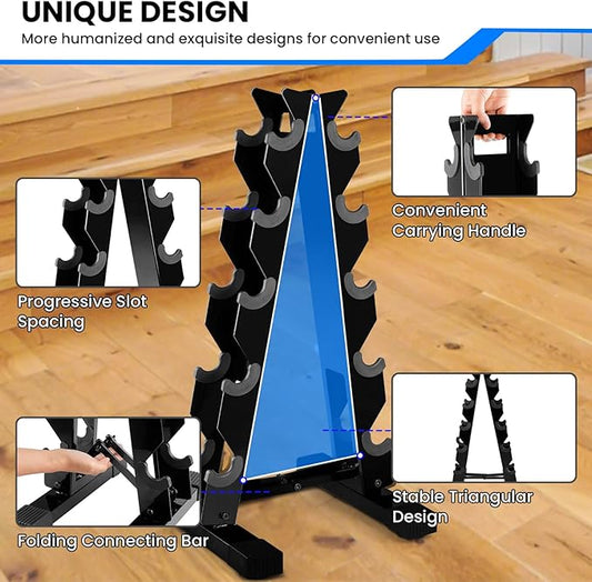 Dumbbell Weight Rack Stand Only - 260 LBS Weights Capacity, A-Frame Dumbbell Weight Rack Dumbbells Storage Racks for Dumbbells Weights Organizer Stand for Home Gym, Black