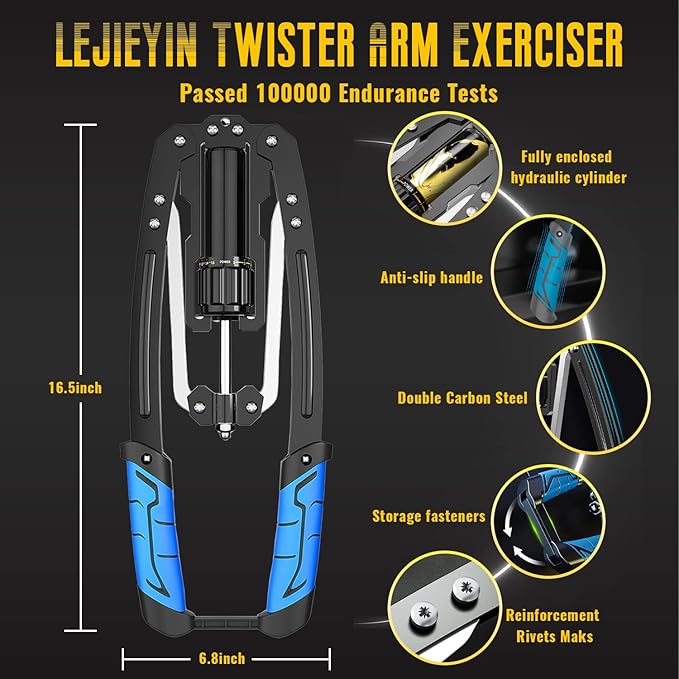LEJIEYIN Twister Arm Exerciser - Adjustable 22-440lbs Hydraulic