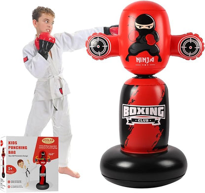 Punching Bag for Kids,New Upgraded 360°Rotating Kids Punching Bag,Inflatable Boxing Bag Toy for Boys Girls, Christmas Birthday Gift for Kids Age 3-12