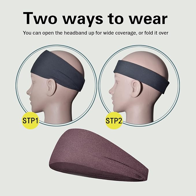 Sports Headbands for Men (5 Pack),Moisture Wicking Workout Headband, Sweatband Headbands for Running,Cycling,Football,Yoga,Hairband for Women and Men