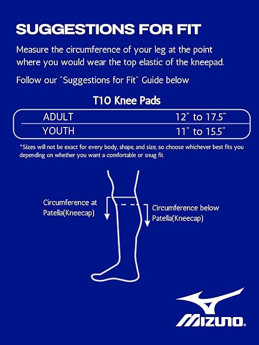 Mizuno T10 Plus Kneepad, ADULT Volleyball Kneepad, Adult - White, One Size, 480121.0000.10.ONE