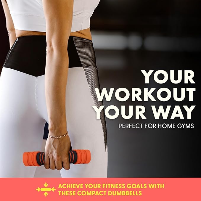 SQUATZ 2 LB Dumbbells Set of 2 - Compact Weight Dumbbells - Versatile Dumbbells for Women - Comfortable Foam Grip - 1kg Dumbbell Set