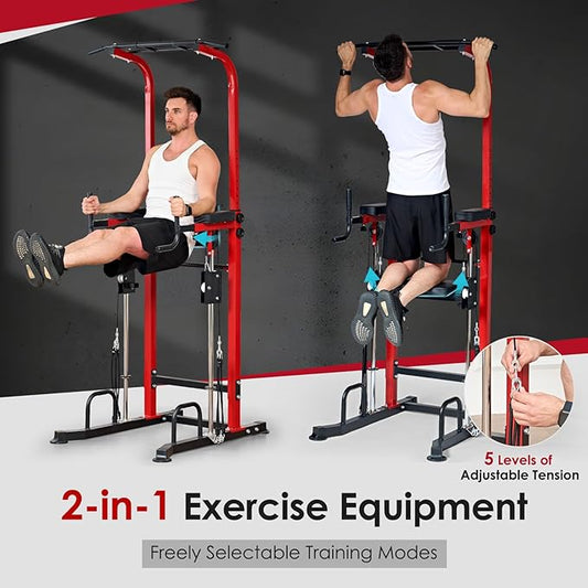 SogesPower Power Tower Dip Station Pull Up Bar