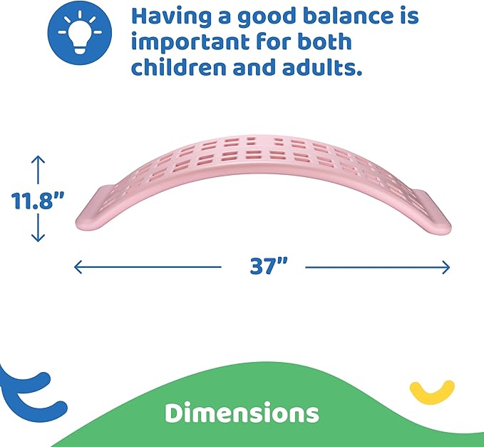 Dazmers Balance Board - Plastic Wobble Board for Improving Balance - Rocker Curvy Board - Balance Trainer Board for Yoga and Overall Fitness - Balancing Toys for Children and Adult - Pink