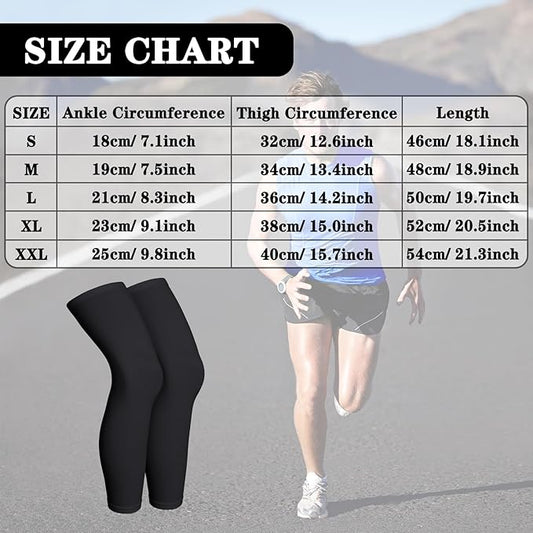 Skylety Compression Leg Sleeve Full Length Leg Sleeves Sports Cycling for Men Women, Running, Basketball