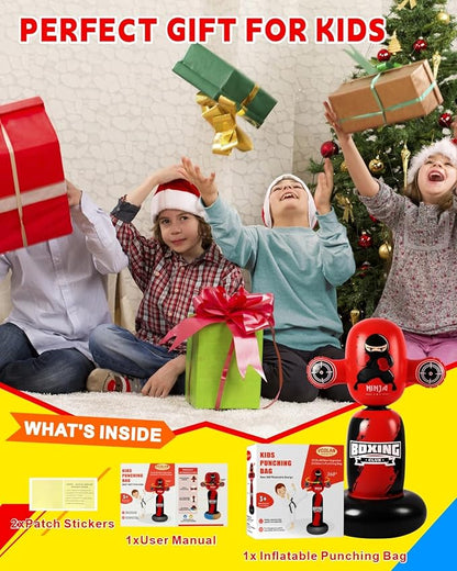 Punching Bag for Kids,New Upgraded 360°Rotating Kids Punching Bag,Inflatable Boxing Bag Toy for Boys Girls, Christmas Birthday Gift for Kids Age 3-12