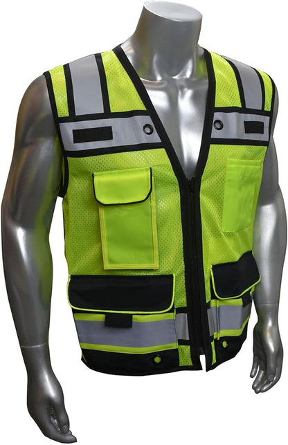 Radians SV65 Heavy Duty Surveyors Safety Vest with Zipper, Large Plan Pocket, Hi-Viz Green or Hi-Viz Orange