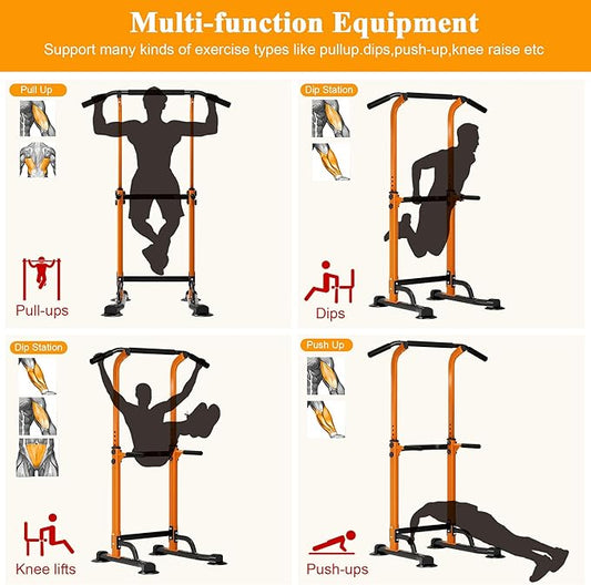 DlandHome Power Tower Dip Station Pull Up Bar