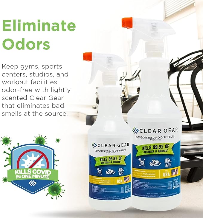 Disinfectant, Cleaner, and Deodorizer For Sports Equipment, Gyms, and Fitness Centers - Mixed Pack - 16 Oz Bottle and 32 Oz Bottle Disinfecting Spray Pack