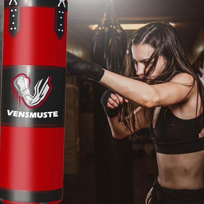 Punching Bag for Adults, 4FT Oxford Heavy Boxing Bag Set, Punching Bag with 12OZ Boxing Gloves, Chains, Hand Wraps, etc. Suitable for MMA Karate Kickboxing Boxing - Unfilled
