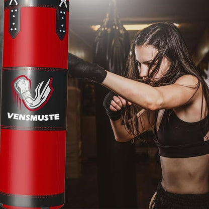 Punching Bag for Adults, 4FT Oxford Heavy Boxing Bag Set, Punching Bag with 12OZ Boxing Gloves, Chains, Hand Wraps, etc. Suitable for MMA Karate Kickboxing Boxing - Unfilled