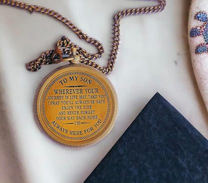 to My Son Compass with Leather Case -Mom