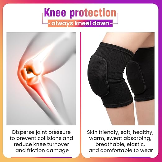Volleyball Knee Pads,Knee Pads for Women,Men,Kids,Girls,Knee Brace for Basketball Volleyball Football Dance Yoga Tennis Running Cycling Workout Climbing (Black, Large)