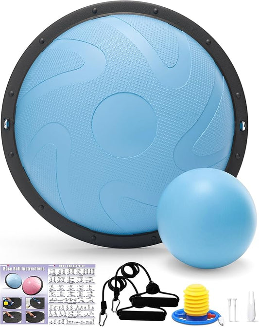 nonogo Half Balance Ball Trainer with Resistance Bands & Small Exercise Ball, Stability Ball for Core Strength, Full Body Workout, Yoga, Fitness, Physical Therapy