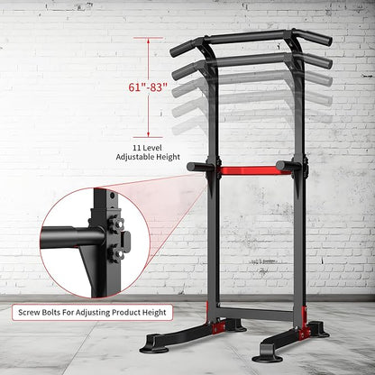 Wesfital Pull Up Bar Dip Bar Power Tower Workout Dip Station Height Adjustable Free Standing Chin Up Bar Home Gym Equipment 330LBS Weight Capacity