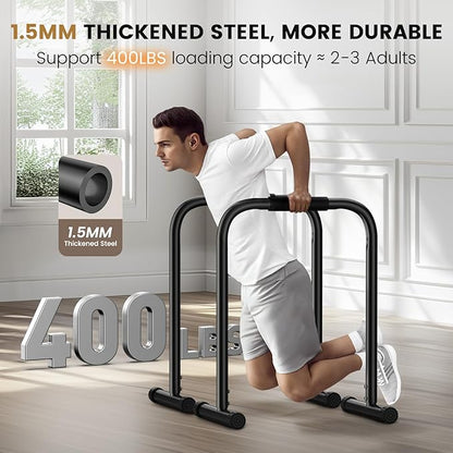 Sportsroyals Dip Bar, Adjustable Dip Stands Station for Home, Functional Heavy Duty Parallette Bars for Upper Body Workout (400/1200LBS Loading Capacity, 2025 New Version)