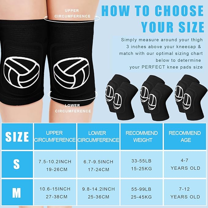 Leyndo 3 Pairs Volleyball Knee Pads for Kids Soft Breathable Non Slip Dance Knee Pads Collision Avoidance Knee Brace for Youth Girls Boys Dance Yoga Running Workout