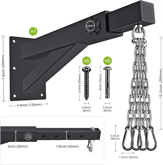 BeneLabel Wall Mount Heavy Bag Hanger, Heavy Duty Punching Bag Stand, Boxing Bag Bracket for Home Gym Indoor Outdoor, 800 LB Capacity