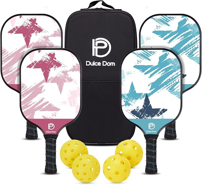 DULCE DOM Pickleball Paddles 2/4 with 4 Pickleball