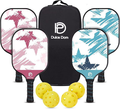 DULCE DOM Pickleball Paddles 2/4 with 4 Pickleball