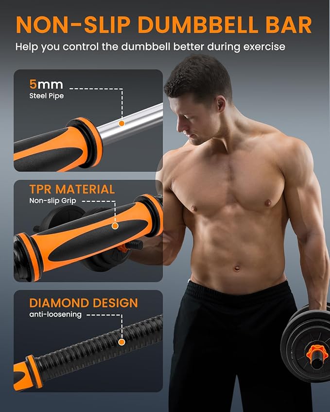 Adjustable Weights Dumbbells Set, 22/33/44/55/66/88lbs Free Weights Dumbbells Set with 4 Mode, Weight Set for Home Gym, Used as Kettlebells, Barbell, Push up Stand, Workout, Suitable Men and Women
