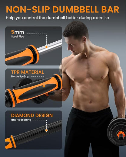 Adjustable Weights Dumbbells Set, 22/33/44/55/66/88lbs Free Weights Dumbbells Set with 4 Mode, Weight Set for Home Gym, Used as Kettlebells, Barbell, Push up Stand, Workout, Suitable Men and Women